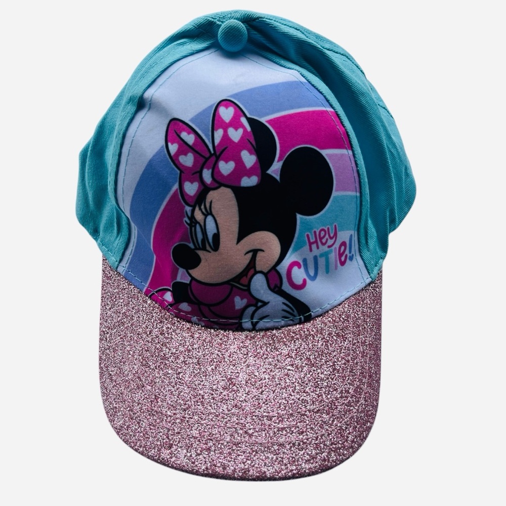 Disney Minnie Mouse Hey Cutie Girls Youth Hat Pink Glitter Visor Adjustable